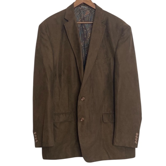 Ralph Lauren Sport Coat Mens 50L Brown Faux Suede Blazer Casual Country Preppy - Picture 2 of 16